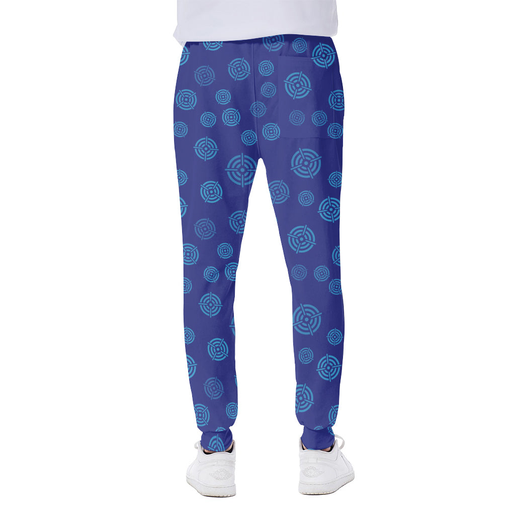 Blue Bullseye Target Pattern Print Scuba Joggers