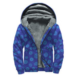 Blue Bullseye Target Pattern Print Sherpa Lined Zip Up Hoodie