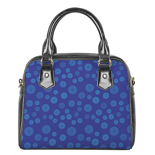 Blue Bullseye Target Pattern Print Shoulder Handbag