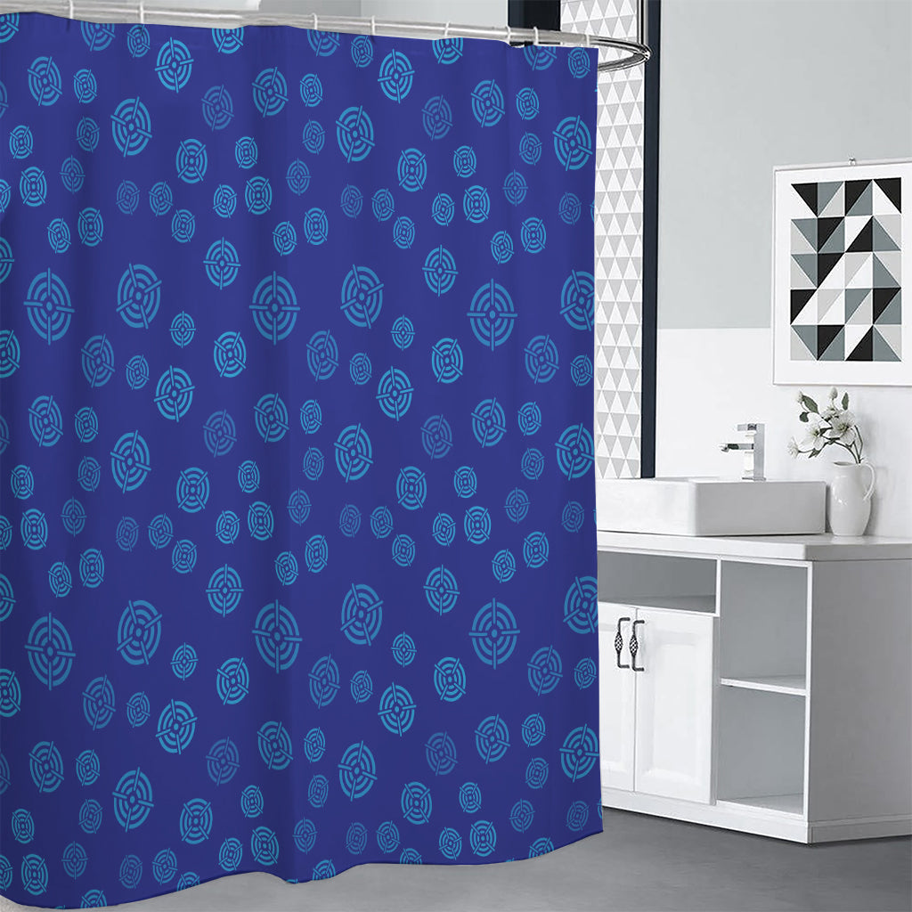 Blue Bullseye Target Pattern Print Shower Curtain