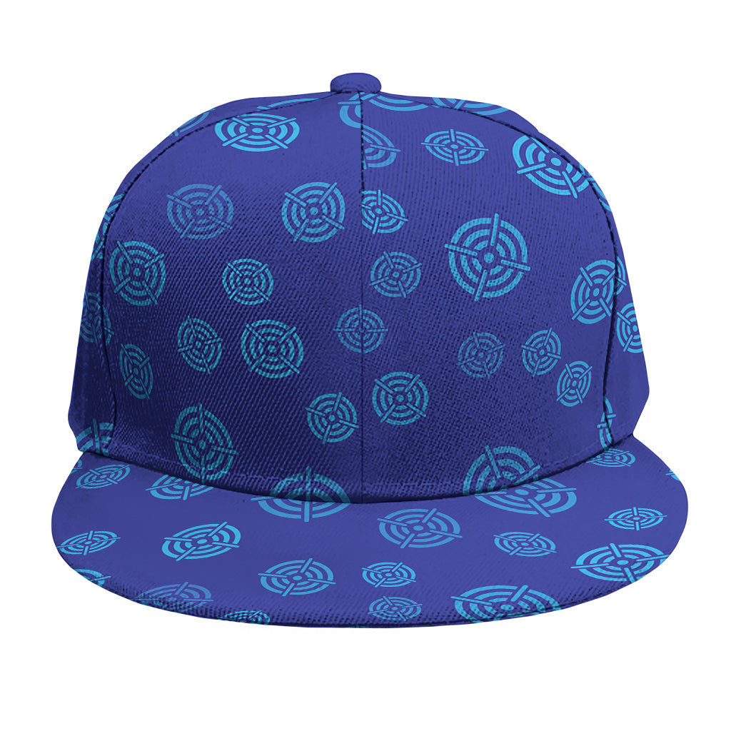 Blue Bullseye Target Pattern Print Snapback Cap