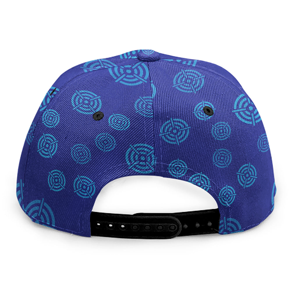 Blue Bullseye Target Pattern Print Snapback Cap