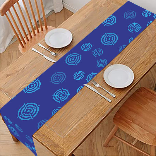 Blue Bullseye Target Pattern Print Table Runner