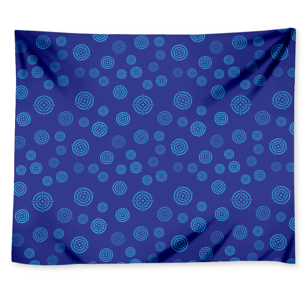 Blue Bullseye Target Pattern Print Tapestry
