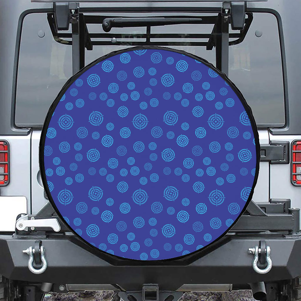 Blue Bullseye Target Pattern Print Tire Cover