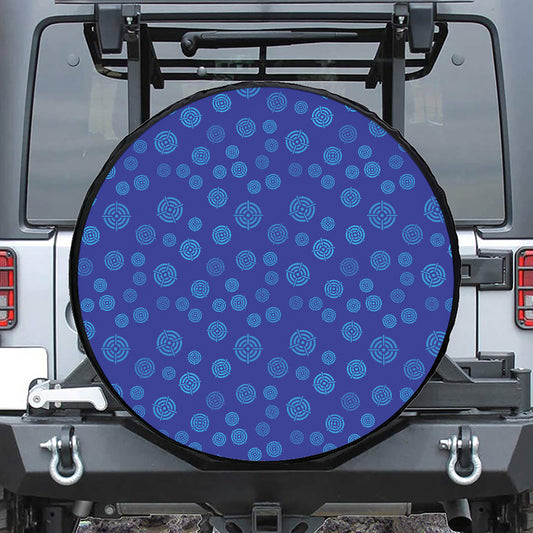 Blue Bullseye Target Pattern Print Tire Cover