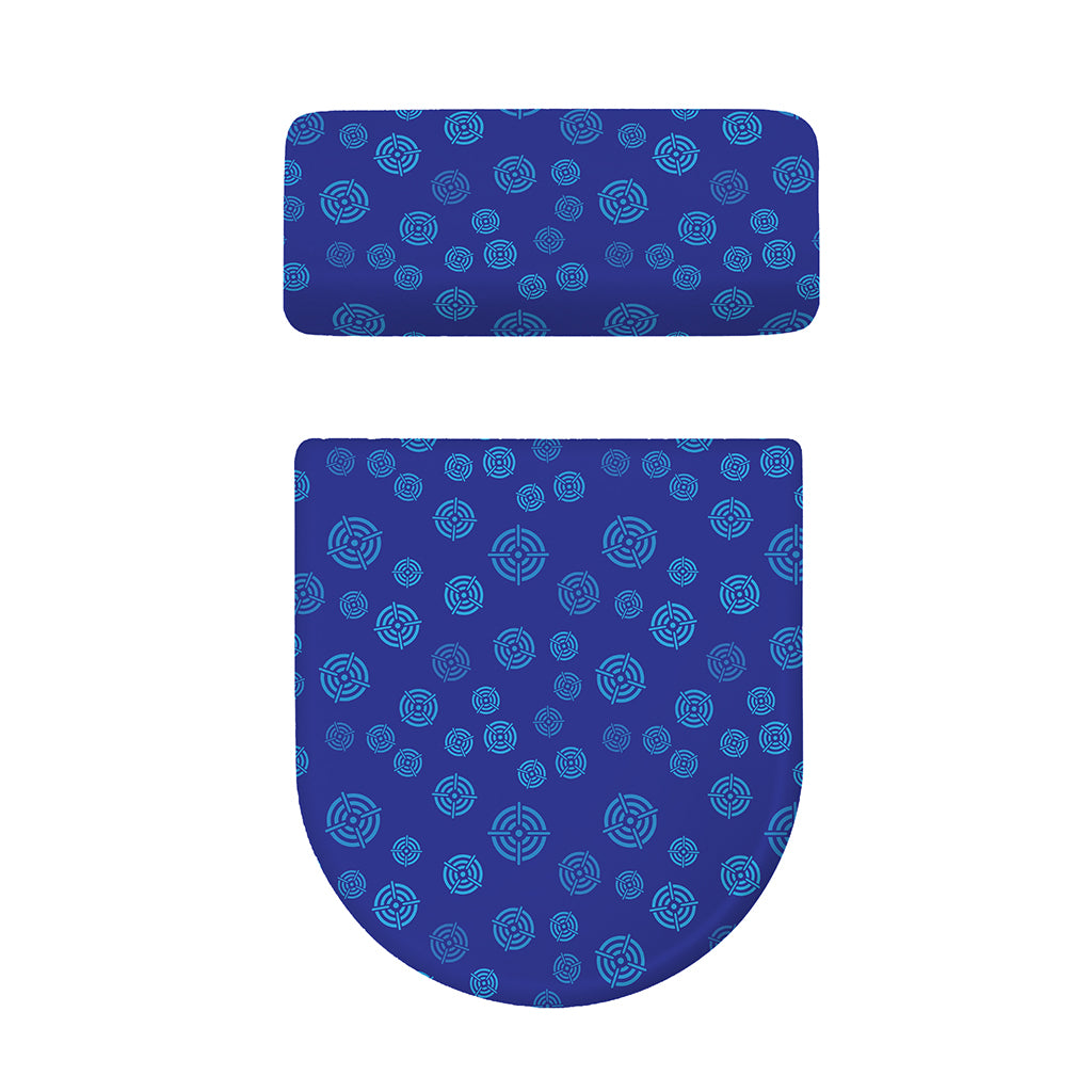 Blue Bullseye Target Pattern Print Toilet Lid And Tank Cover Set