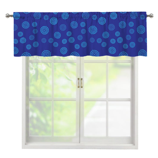 Blue Bullseye Target Pattern Print Window Valance