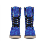 Blue Bullseye Target Pattern Print Winter Boots