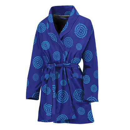 Blue Bullseye Target Pattern Print Women's Bathrobe