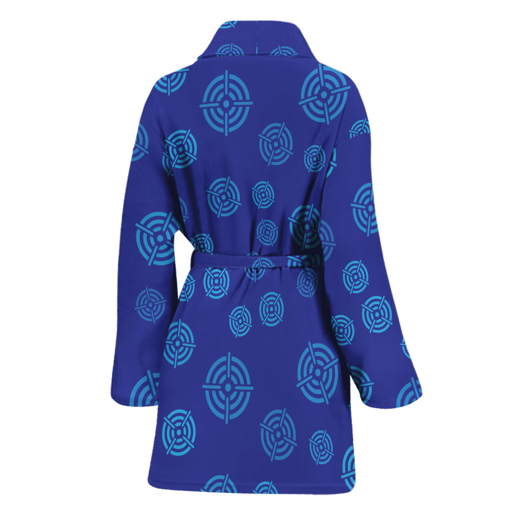 Blue Bullseye Target Pattern Print Women's Bathrobe
