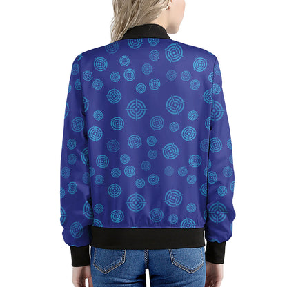 Blue Bullseye Target Pattern Print Women's Bomber Jacket