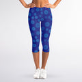 Blue Bullseye Target Pattern Print Women's Capri Leggings