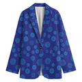 Blue Bullseye Target Pattern Print Women's Cotton Blazer