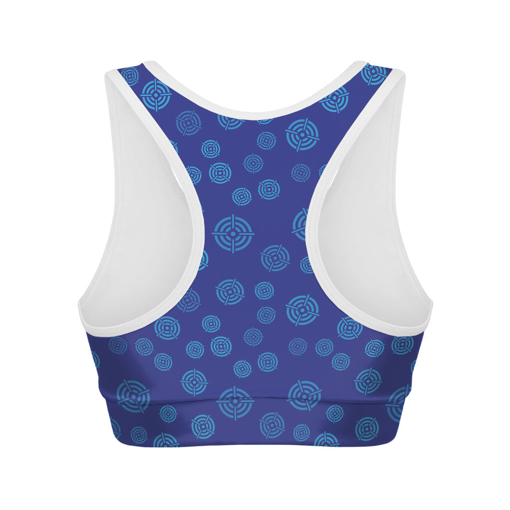 Blue Bullseye Target Pattern Print Women's Sports Bra