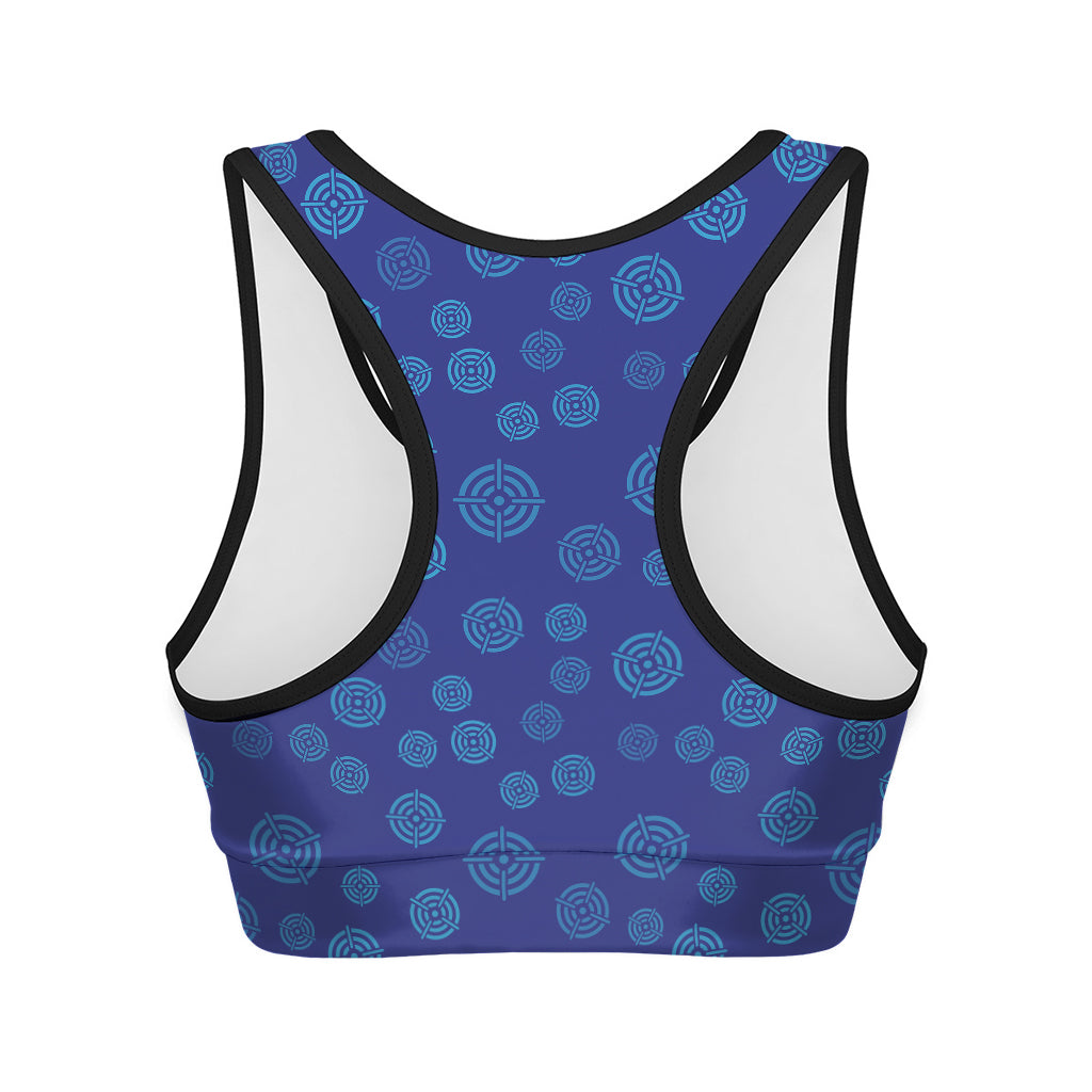 Blue Bullseye Target Pattern Print Women's Sports Bra