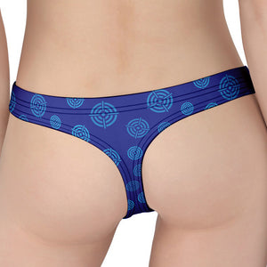 Blue Bullseye Target Pattern Print Women's Thong