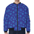 Blue Bullseye Target Pattern Print Zip Sleeve Bomber Jacket