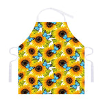 Blue Butterfly Sunflower Pattern Print Adjustable Apron