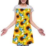 Blue Butterfly Sunflower Pattern Print Adjustable Apron
