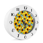 Blue Butterfly Sunflower Pattern Print Alarm Clock