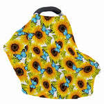 Blue Butterfly Sunflower Pattern Print Baby Seat Cover
