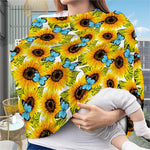 Blue Butterfly Sunflower Pattern Print Baby Seat Cover