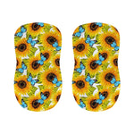Blue Butterfly Sunflower Pattern Print Bar Stool Covers