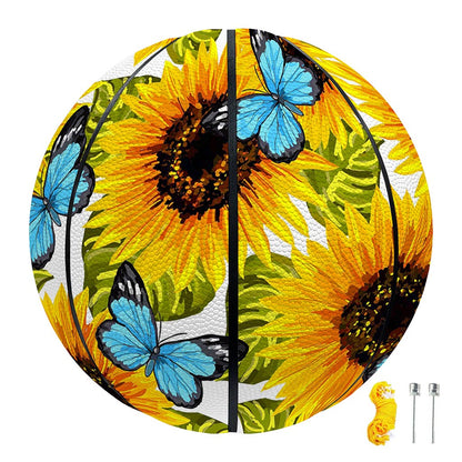 Blue Butterfly Sunflower Pattern Print Basketball