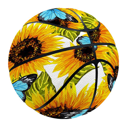 Blue Butterfly Sunflower Pattern Print Basketball