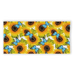 Blue Butterfly Sunflower Pattern Print Beach Towel