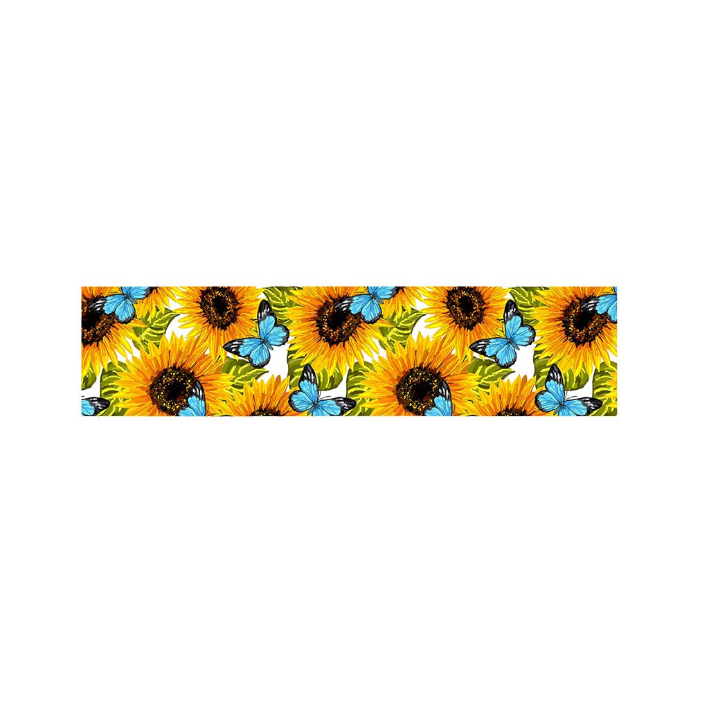 Blue Butterfly Sunflower Pattern Print Bed Runner