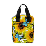 Blue Butterfly Sunflower Pattern Print Bible Tote Bag