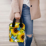 Blue Butterfly Sunflower Pattern Print Bible Tote Bag