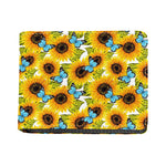 Blue Butterfly Sunflower Pattern Print Bifold Wallet