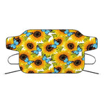 Blue Butterfly Sunflower Pattern Print Car Windshield Snow Cover