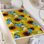 Blue Butterfly Sunflower Pattern Print Changing Pad Cover