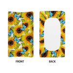 Blue Butterfly Sunflower Pattern Print Changing Pad Cover
