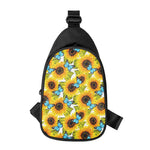 Blue Butterfly Sunflower Pattern Print Chest Bag