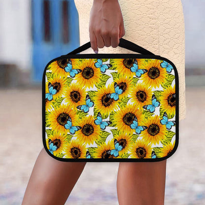 Blue Butterfly Sunflower Pattern Print Classic Bible Case