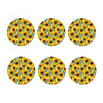 Blue Butterfly Sunflower Pattern Print Coaster Set