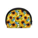 Blue Butterfly Sunflower Pattern Print Coin Purse