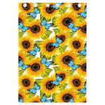 Blue Butterfly Sunflower Pattern Print Curtain