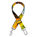 Blue Butterfly Sunflower Pattern Print Dog Seat Belt