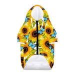 Blue Butterfly Sunflower Pattern Print Dog Zip Up Hoodie