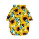 Blue Butterfly Sunflower Pattern Print Dog Zip Up Hoodie