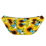 Blue Butterfly Sunflower Pattern Print Fanny Pack
