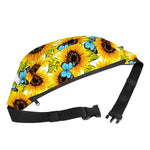 Blue Butterfly Sunflower Pattern Print Fanny Pack