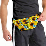Blue Butterfly Sunflower Pattern Print Fanny Pack