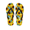 Blue Butterfly Sunflower Pattern Print Flip Flops